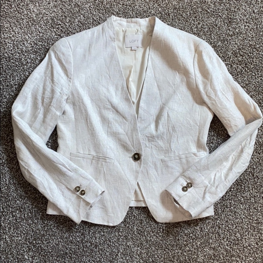 Ann Taylor Loft cream 1-button blazer